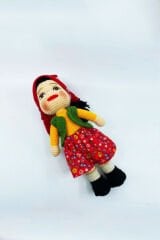 Amigurumi Organik Örgü Oyuncak Yöresel Kız Bebek / Kırmızı