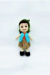 Amigurumi Organik Örgü Oyuncak Yöresel Kız Bebek / Koyu Yeşil