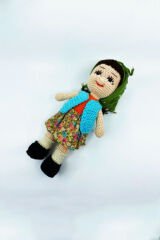 Amigurumi Organik Örgü Oyuncak Yöresel Kız Bebek / Koyu Yeşil