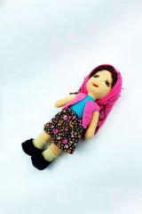 Amigurumi Organik Örgü Oyuncak Yöresel Kız Bebek / Pembe