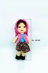 Amigurumi Organik Örgü Oyuncak Yöresel Kız Bebek / Pembe