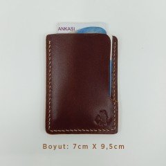 El Yapımı Hakiki Deri Adakale Kartlık / Kızıl Kahve