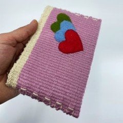 El Yapımı Kalp Desenli Kilim Dokuma Kadın Cüzdan / Pembe - Gri