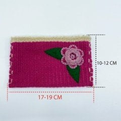 El Yapımı Gül Desenli Kilim Dokuma Kadın Cüzdan / Fuşya