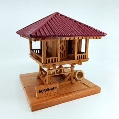 El Yapımı Bordo Çatılı Ahşap Serender Maket