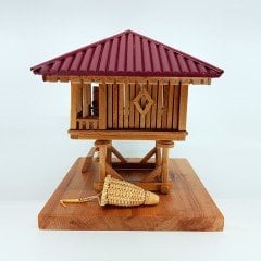 El Yapımı Bordo Çatılı Ahşap Serender Maket