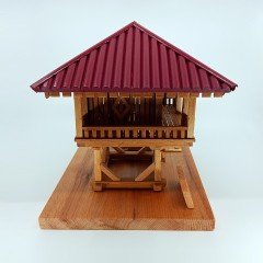 El Yapımı Bordo Çatılı Ahşap Serender Maket