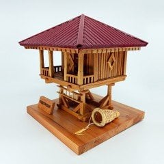El Yapımı Bordo Çatılı Ahşap Serender Maket
