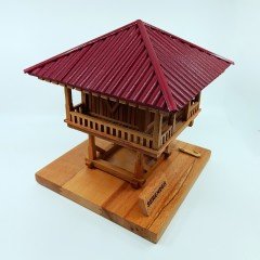 El Yapımı Bordo Çatılı Ahşap Serender Maket
