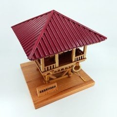 El Yapımı Bordo Çatılı Ahşap Serender Maket