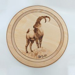 EL YAPIMI AHŞAP YAKMA DAĞ KEÇİSİ DESENLİ TABLO