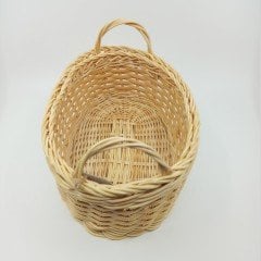 El Yapımı Rattan Saplı Oval Sepet