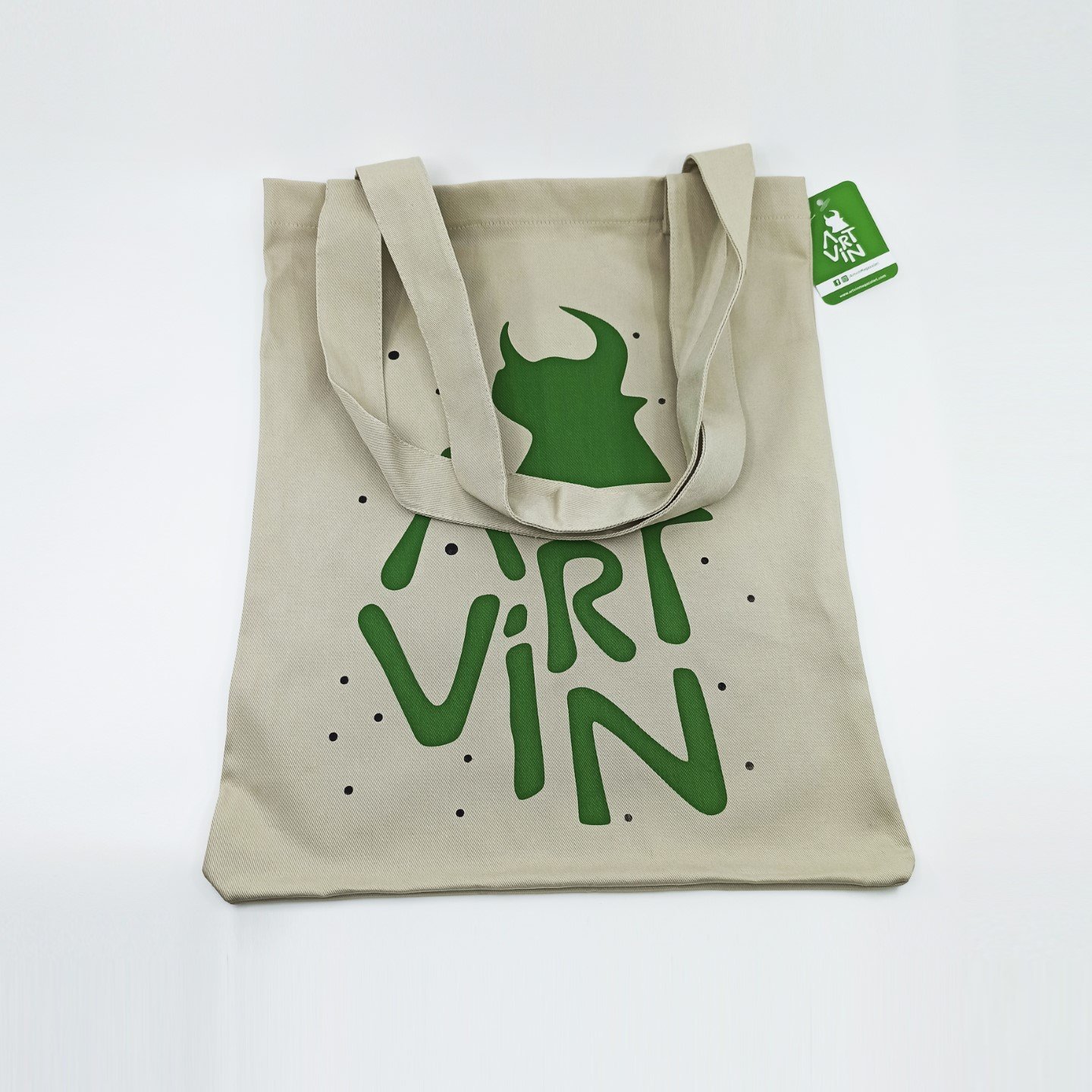 Artvin Logo Baskılı Koton Askılı Çanta / Bej