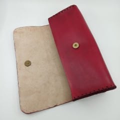 El Yapımı Damask Desenli Hakiki Deri Portföy Çanta / Bordo