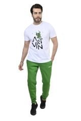 Artvin Logo Baskılı Bisiklet Yaka Tişört / Beyaz