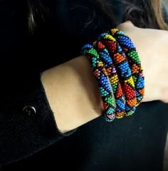 El Yapımı Afrika Desenli Bohem Bileklik