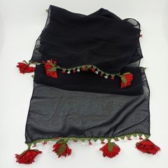 Artvin Karanfili Desenli El Yapımı İğne Oyalı Fular - 30X140 CM