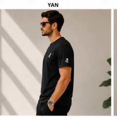ARTVİN KÜÇÜK LOGO BASKILI BİSİKLET YAKA TİŞÖRT / SİYAH