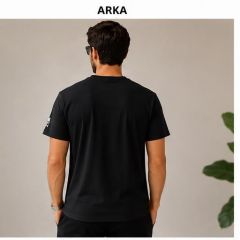 ARTVİN KÜÇÜK LOGO BASKILI BİSİKLET YAKA TİŞÖRT / SİYAH
