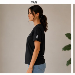 ARTVİN KÜÇÜK LOGO BASKILI BİSİKLET YAKA TİŞÖRT / SİYAH