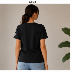ARTVİN KÜÇÜK LOGO BASKILI BİSİKLET YAKA TİŞÖRT / SİYAH