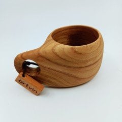 El Yapımı Ahşap Kuksa Bardak / Tek Delikli