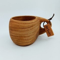 El Yapımı Ahşap Kuksa Bardak / Tek Delikli