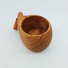 El Yapımı Ahşap Kuksa Bardak / Tek Delikli