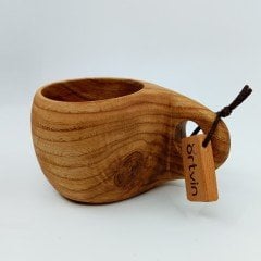 El Yapımı Ahşap Kuksa Bardak / Tek Delikli