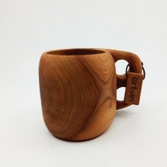 El Yapımı Ahşap Kuksa Bardak / Çift Delikli