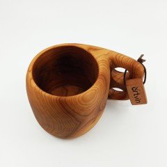 El Yapımı Ahşap Kuksa Bardak / Çift Delikli