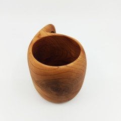 El Yapımı Ahşap Kuksa Bardak / Çift Delikli