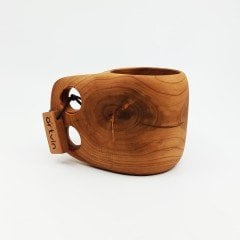 El Yapımı Ahşap Kuksa Bardak / Çift Delikli