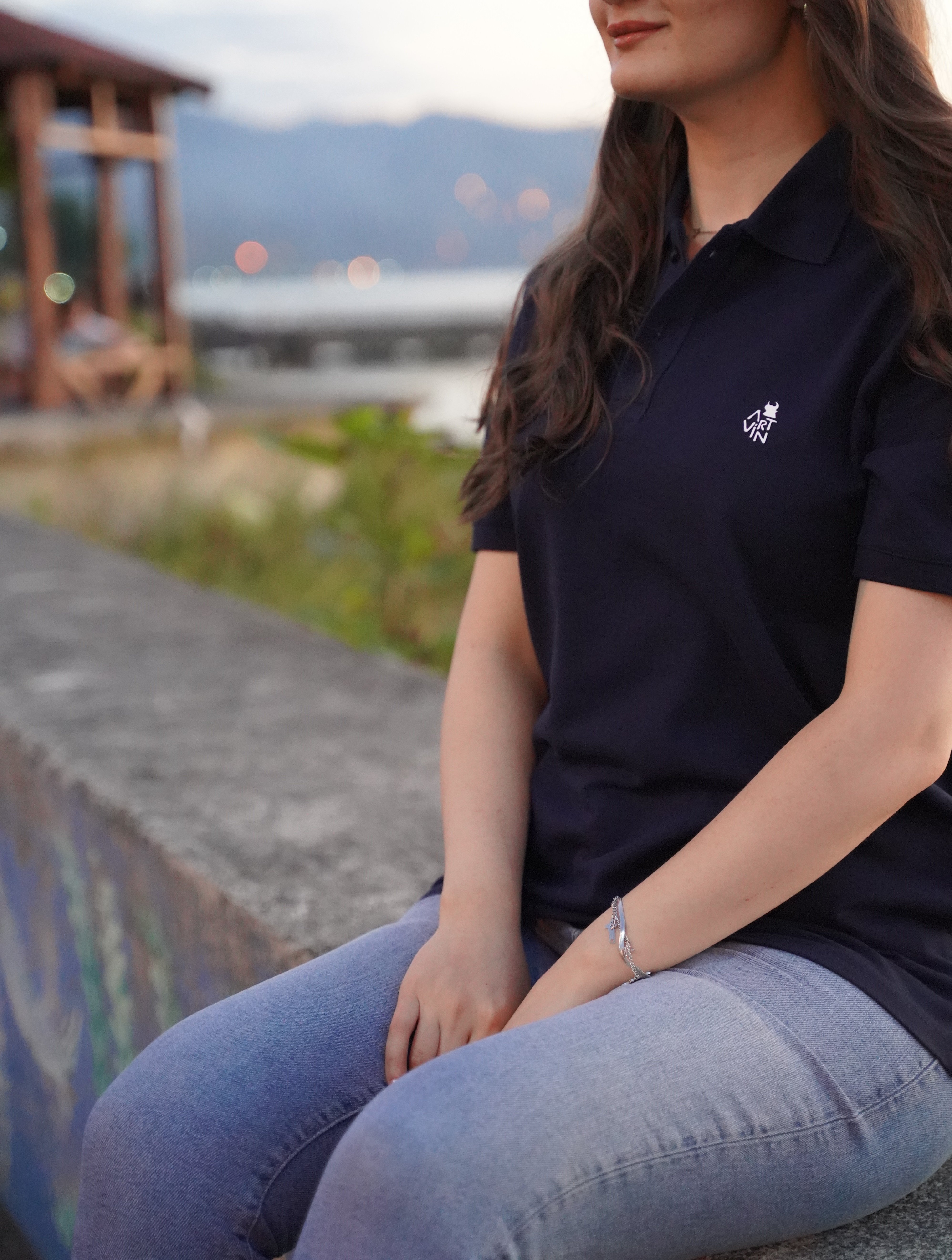 Polo Yaka Geniş Kalıp Lacivert Tişört