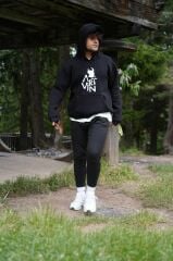 Artvin Logo Baskılı Kapüşonlu Sweatshirt / Siyah