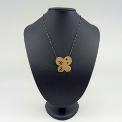 Artvin Çokgözlüsü-2 Altın Kaplama Kolye / 925 Ayar Okside Gümüş Zincir