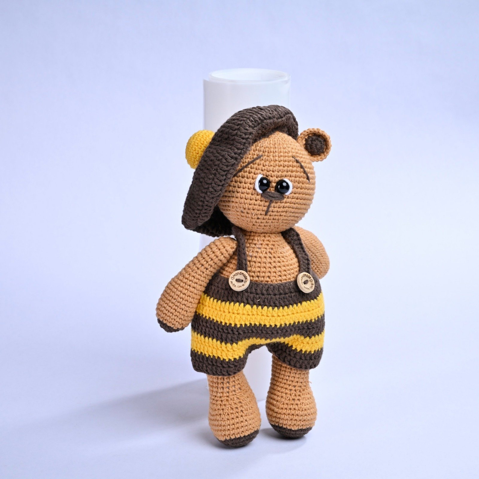 AMİGURUMİ ORGANİK ÖRGÜ OYUNCAK ŞAPKALI AYI