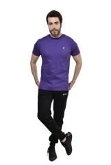 Artvin Logo Baskılı Bisiklet Yaka Tişört / Mor