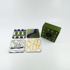 Artvin Karışık 4'Lü Mantar Bardak Altlığı Set Kutulu / 9X9 CM
