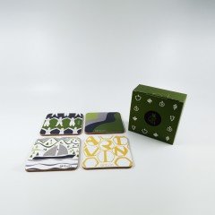 Artvin Karışık 4'Lü Mantar Bardak Altlığı Set Kutulu / 9X9 CM