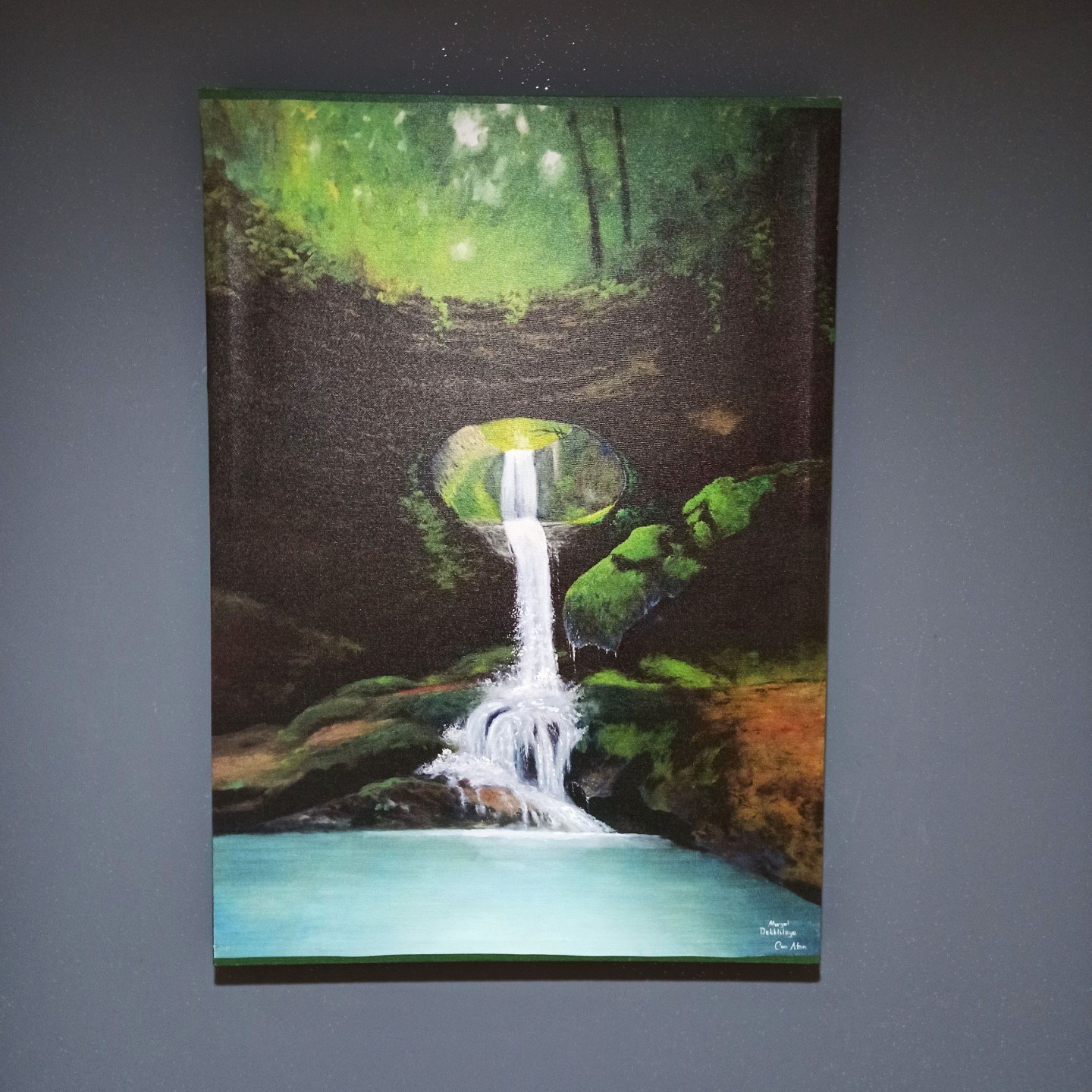 El Yapımı Yağlı Boya Murgul Delikli Kaya Manzara Kanvas Tablo / 50X70 CM