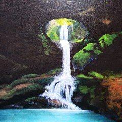 El Yapımı Yağlı Boya Murgul Delikli Kaya Manzara Kanvas Tablo / 50X70 CM