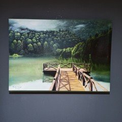 El Yapımı Yağlı Boya Borçka Karagöl Manzara Kanvas Tablo / 50X70 CM