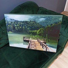 El Yapımı Yağlı Boya Borçka Karagöl Manzara Kanvas Tablo / 50X70 CM