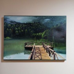 El Yapımı Yağlı Boya Borçka Karagöl Manzara Kanvas Tablo / 50X70 CM
