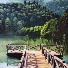 El Yapımı Yağlı Boya Borçka Karagöl Manzara Kanvas Tablo / 50X70 CM