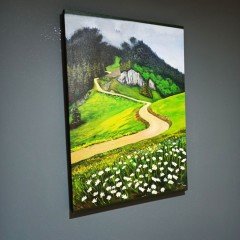 El Yapımı Yağlı Boya Artvin Genya Dağı Manzara Kanvas Tablo / 50X70 CM