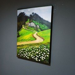 El Yapımı Yağlı Boya Artvin Genya Dağı Manzara Kanvas Tablo / 50X70 CM