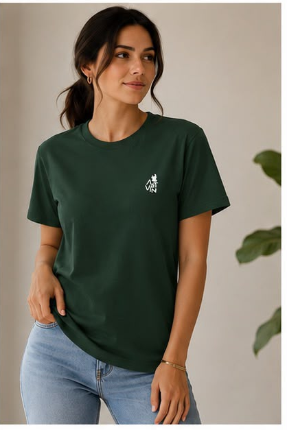 ARTVİN KÜÇÜK LOGO BASKILI BİSİKLET YAKA TİŞÖRT / YEŞİL
