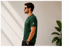 ARTVİN KÜÇÜK LOGO BASKILI BİSİKLET YAKA TİŞÖRT / YEŞİL